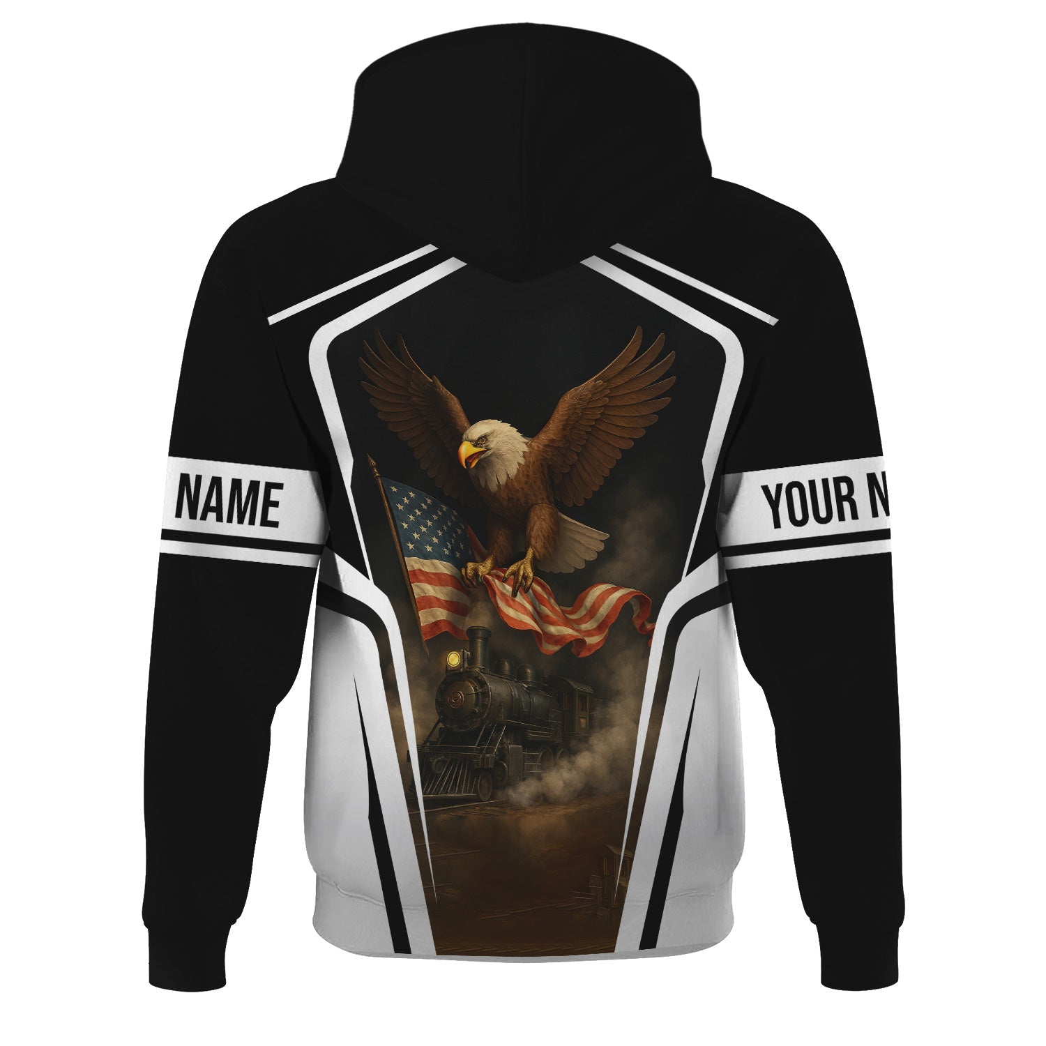 Railspirit Personalized Bessemer And Lake Erie Railroad Hoodie American Eagle Vintage Train Zip Up Hoodie