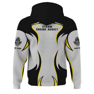 Railspirit Personalized Bessemer And Lake Erie Railroad Hoodie Distinctive Flame Style Zip Up Hoodie For Steam Engine Addict