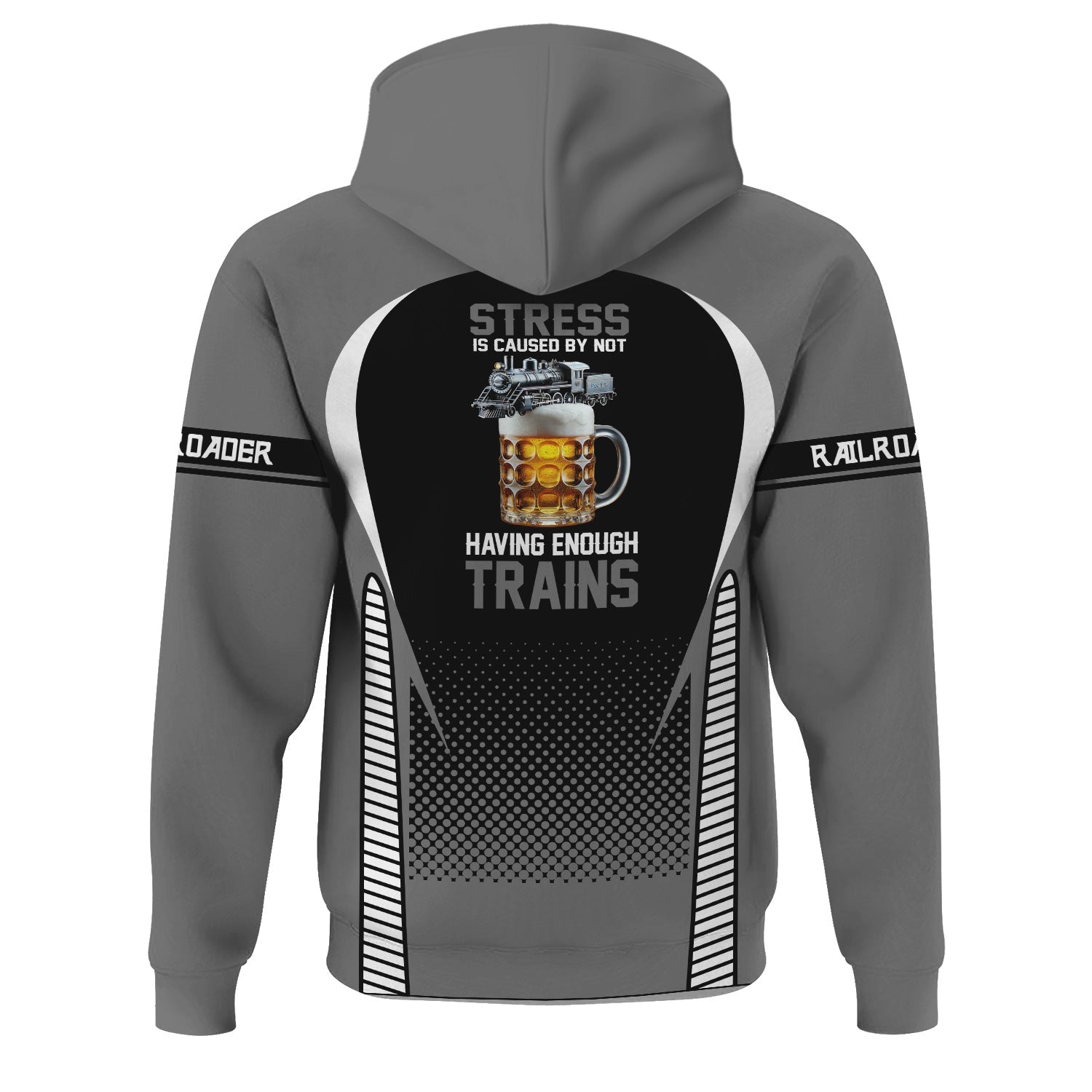 Railspirit Personalized Bessemer And Lake Erie Railroad Hoodie Stress Is Caused By Not Having Enough Trains  Zip Up Hoodie