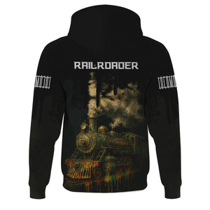 Railspirit Personalized Bessemer And Lake Erie Railroad Hoodie Vintage Train Art Style Zip Up Hoodie For Locomotive Fans