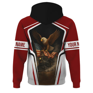 Railspirit Personalized Detroit & Mackinac Railroad Hoodie American Eagle Vintage Train Zip Up Hoodie
