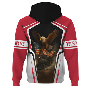Railspirit Personalized Canadian Pacific Kansas City Hoodie American Eagle Vintage Train CPKC Zip Up Hoodie