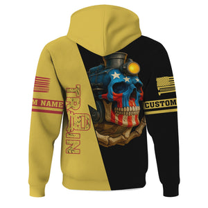 Railspirit Personalized Florida East Coast Railway Hoodie Train Skull American Flag Zip Up Hoodie All Over Print