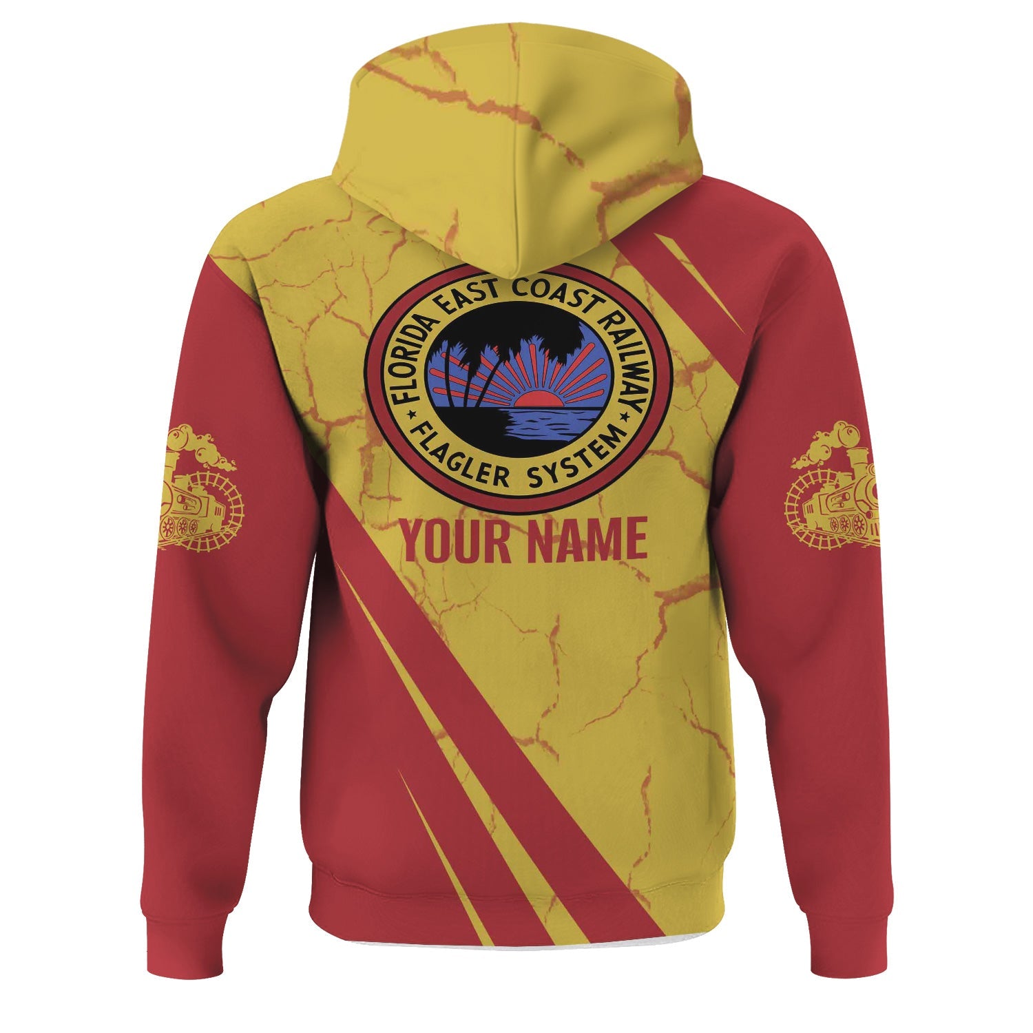 Railspirit Personalized Florida East Coast Railway Hoodie Crackle Texture Style Train Zip Up Hoodie For Trackhead