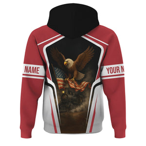 Railspirit Personalized Florida East Coast Railway Hoodie American Eagle Vintage Train Zip Up Hoodie