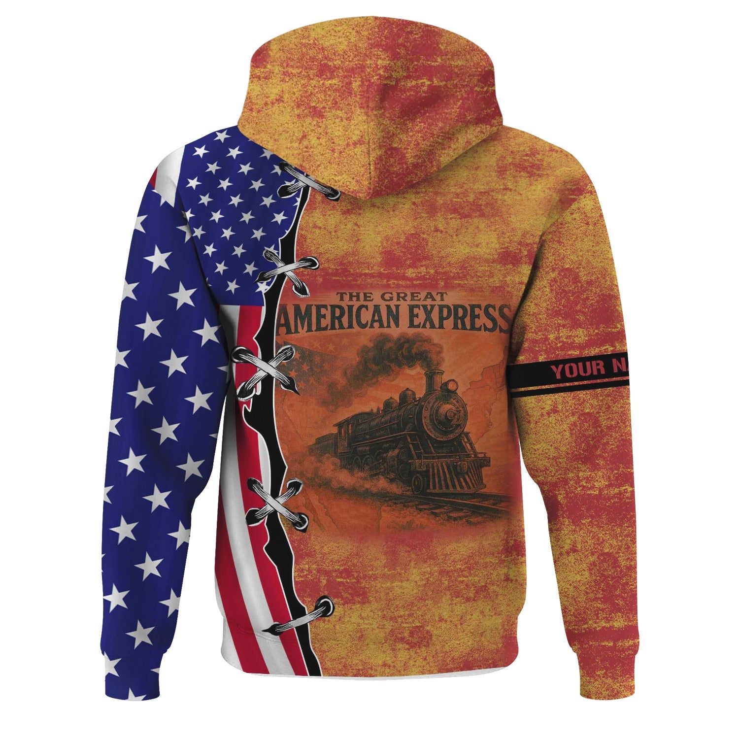 Railspirit Personalized Florida East Coast Railway Hoodie Retro American Express Train With USA Flag Zip Up Hoodie