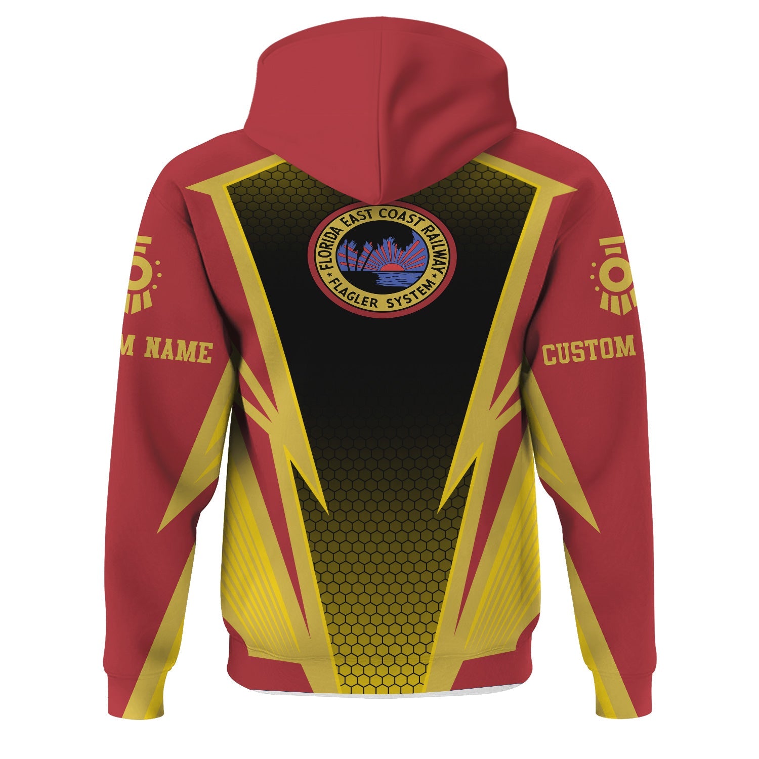 Railspirit Personalized Florida East Coast Railway Hoodie Lightning Graphic Style Zip Up Hoodie Gift Idea For Train Lover