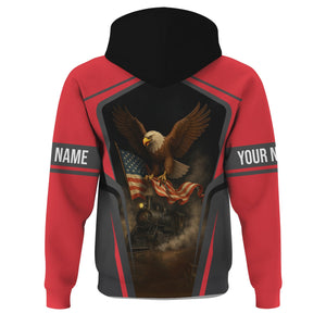 Railspirit Personalized Kansas City Southern Hoodie American Eagle Vintage Train Zip Up Hoodie