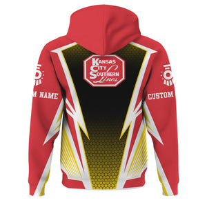 Railspirit Personalized Kansas City Southern Hoodie Lightning Graphic Style Zip Up Hoodie Gift Idea For Train Lover