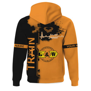 Railspirit Personalized Genesee & Wyoming Inc. Railroad Hoodie Engine Heartbeat and Track Love Style Zip Up Hoodie Gift Idea For Train Lovers