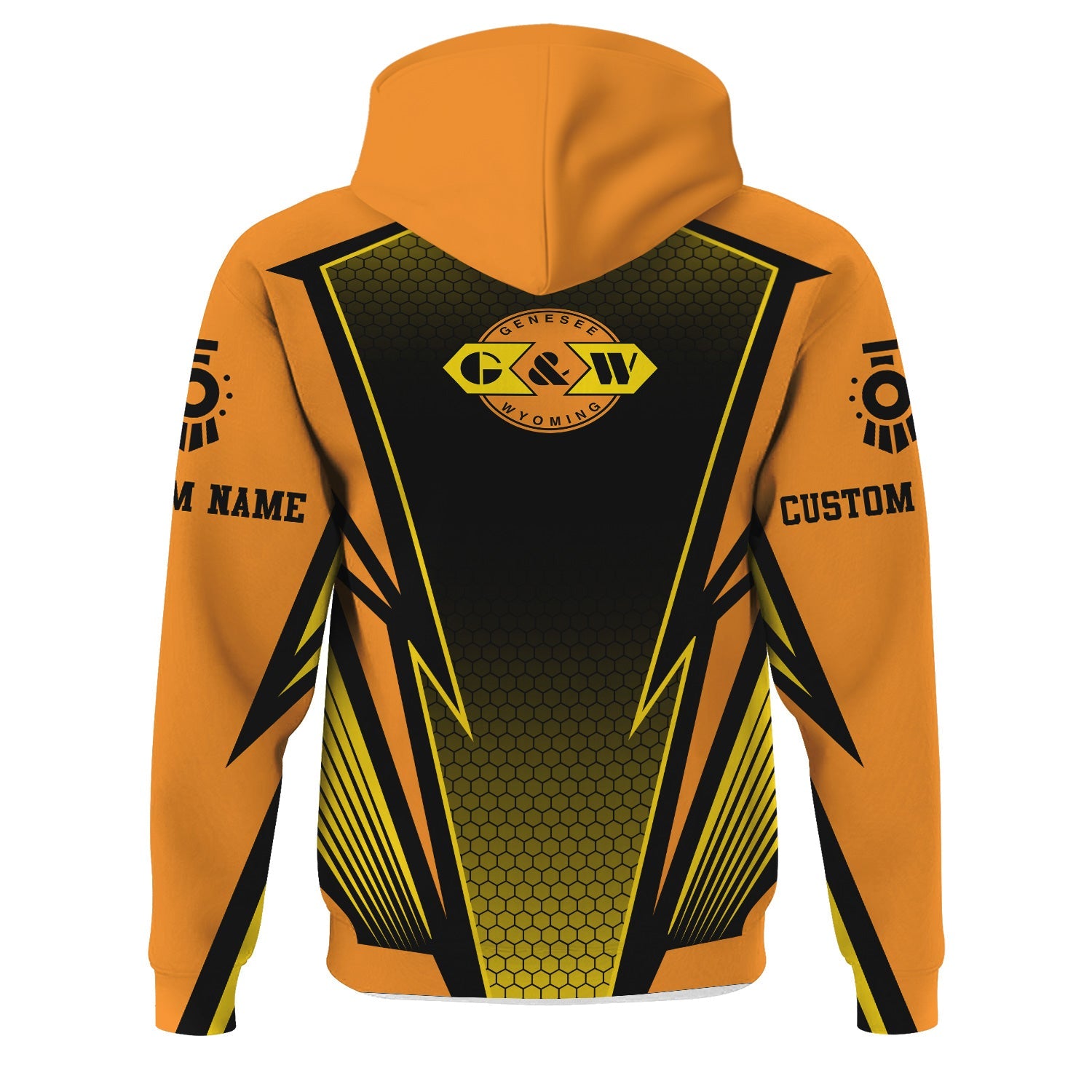 Railspirit Personalized Genesee & Wyoming Inc. Railroad Hoodie Lightning Graphic Style Zip Up Hoodie Gift Idea For Train Lover