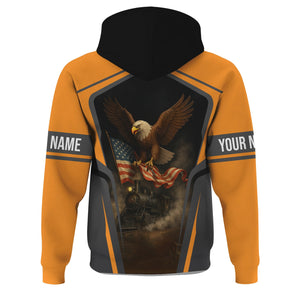 Railspirit Personalized Genesee & Wyoming Inc. Railroad Hoodie American Eagle Vintage Train Zip Up Hoodie