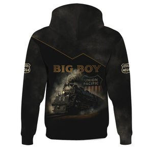 Railspirit Personalized Union Pacific Big Boy Train Hoodie Vintage Steam Locomotive Zip Up Hoodie for Train Enthusiasts