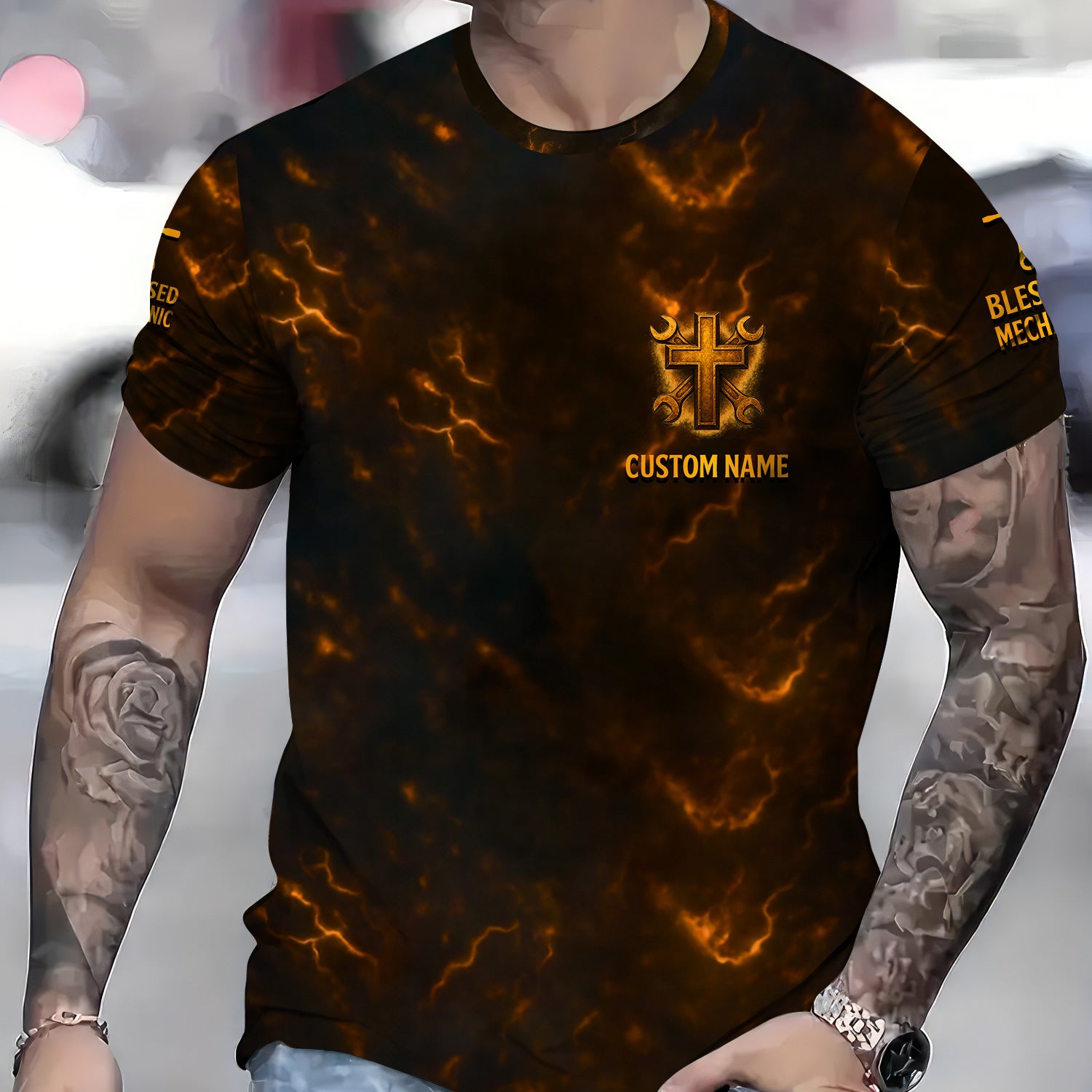 Personalized Mechanic Shirt, Mechanic's Prayer, Wrenchs and Cross Design, Gift For Men