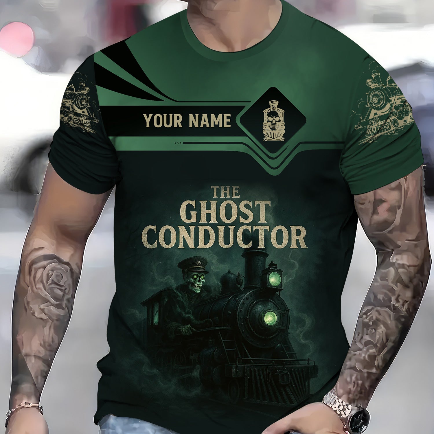 Custom Name Steam Train T-shirt, The Ghost Conductor Design, Scary Funny Design, Train Lover Gift