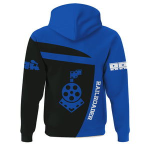 Railspirit Personalized Conrail Railroad Hoodie All Aboard Steam Train Movie Projector Style Zip Up Hoodie