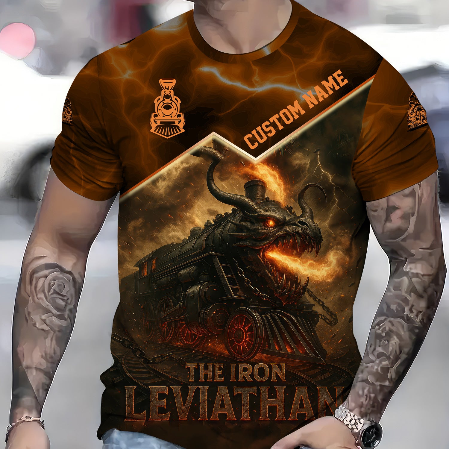 Custom Name Steam Train T-shirt, The Iron Leviathan, Monster Train Design, Train Lover Gift