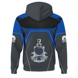 Railspirit Personalized Conrail Railroad Hoodie Steam Locomotive Engine Graphic Train Zip Up Hoodie All Over Print