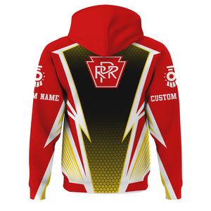 Railspirit Personalized Pennsylvania Railroad Hoodie Lightning Graphic Style Zip Up Hoodie Gift Idea For Train Lover