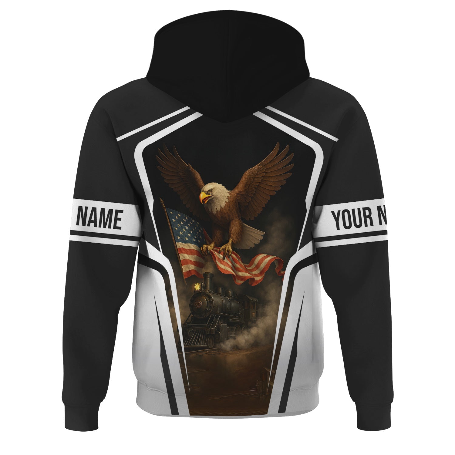 Railspirit Personalized New York Central Railroad Hoodie American Eagle Vintage Train Zip Up Hoodie