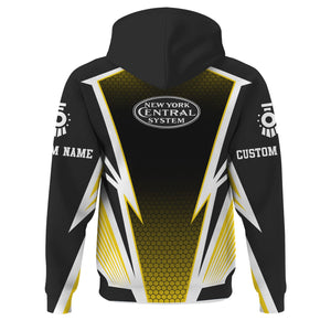 Railspirit Personalized New York Central Railroad Hoodie Lightning Graphic Style Zip Up Hoodie Gift Idea For Train Lover