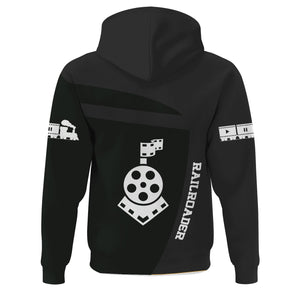Railspirit Personalized New York Central Railroad Hoodie All Aboard Steam Train Movie Projector Style Zip Up Hoodie