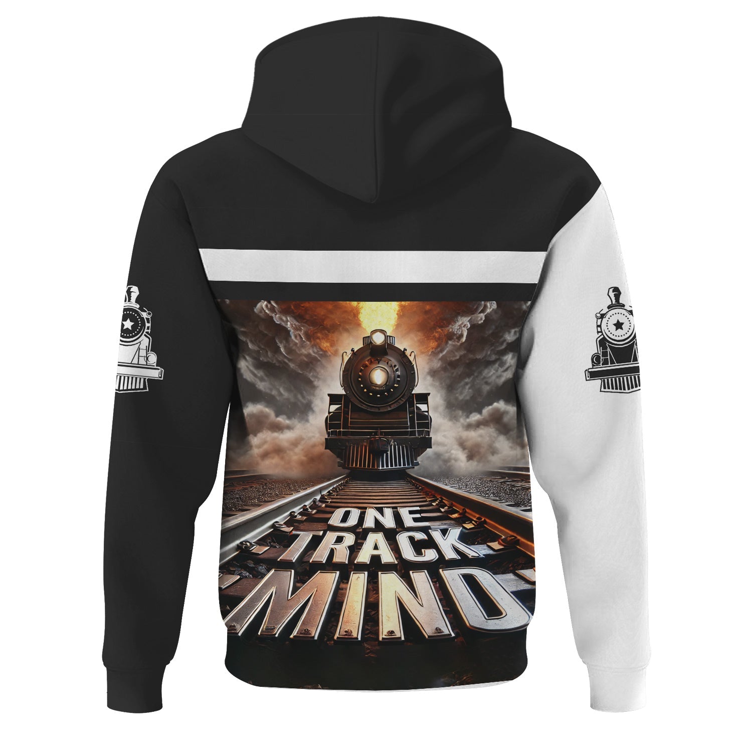 Railspirit Personalized New York Central Railroad Hoodie One Track Mind Train Printed ZIp Up Hoodie