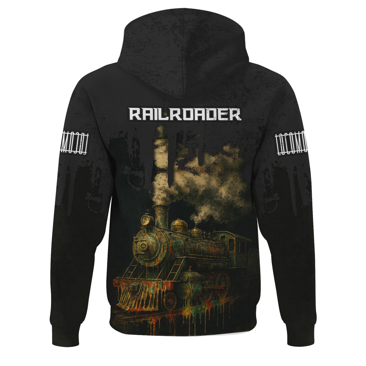 Railspirit Personalized New York Central Railroad Hoodie Vintage Train Art Style Zip Up Hoodie For Locomotive Fans