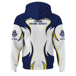 Railspirit Personalized Baltimore and Ohio Railroad Hoodie Distinctive Flame Style B&O Zip Up Hoodie For Steam Engine Addict