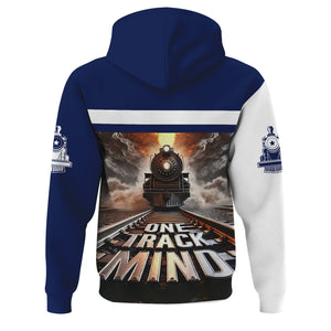 Railspirit Personalized Baltimore and Ohio Railroad Hoodie One Track Mind B&O Train Printed ZIp Up Hoodie