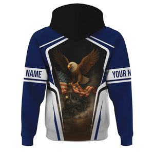 Railspirit Personalized Baltimore and Ohio Railroad Hoodie American Eagle Vintage Train B&O Zip Up Hoodie