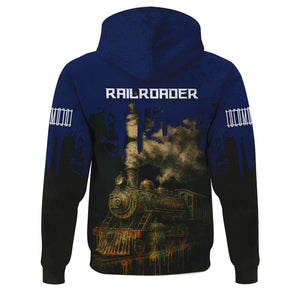 Railspirit Personalized Baltimore and Ohio Railroad Hoodie Vintage Train Art Style B&O Zip Up Hoodie For Locomotive Fans