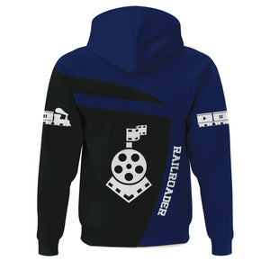 Railspirit Personalized Baltimore and Ohio Railroad Hoodie All Aboard Steam Train Movie Projector Style B&O Zip Up Hoodie