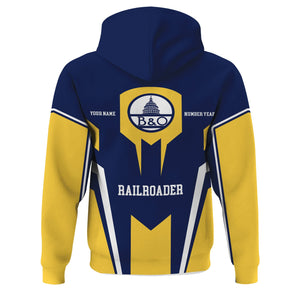 Railspirit Personalized Baltimore and Ohio Railroad Hoodie Custom Year Railroader B&O Zip Up Hoodie Gift Idea For Train Lover