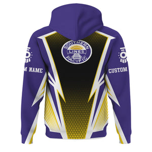 Railspirit Personalized Southern Pacific Railroad Hoodie Lightning Graphic Style Zip Up Hoodie Gift Idea For Train Lover