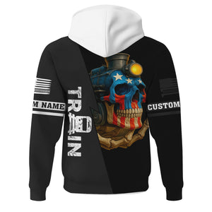 Railspirit Personalized Northern Pacific Railway Hoodie Train Skull American Flag Zip Up Hoodie All Over Print