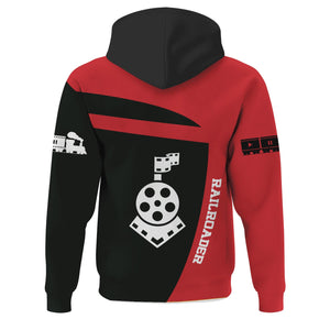 Railspirit Personalized Northern Pacific Railway Hoodie All Aboard Steam Train Movie Projector Style Zip Up Hoodie