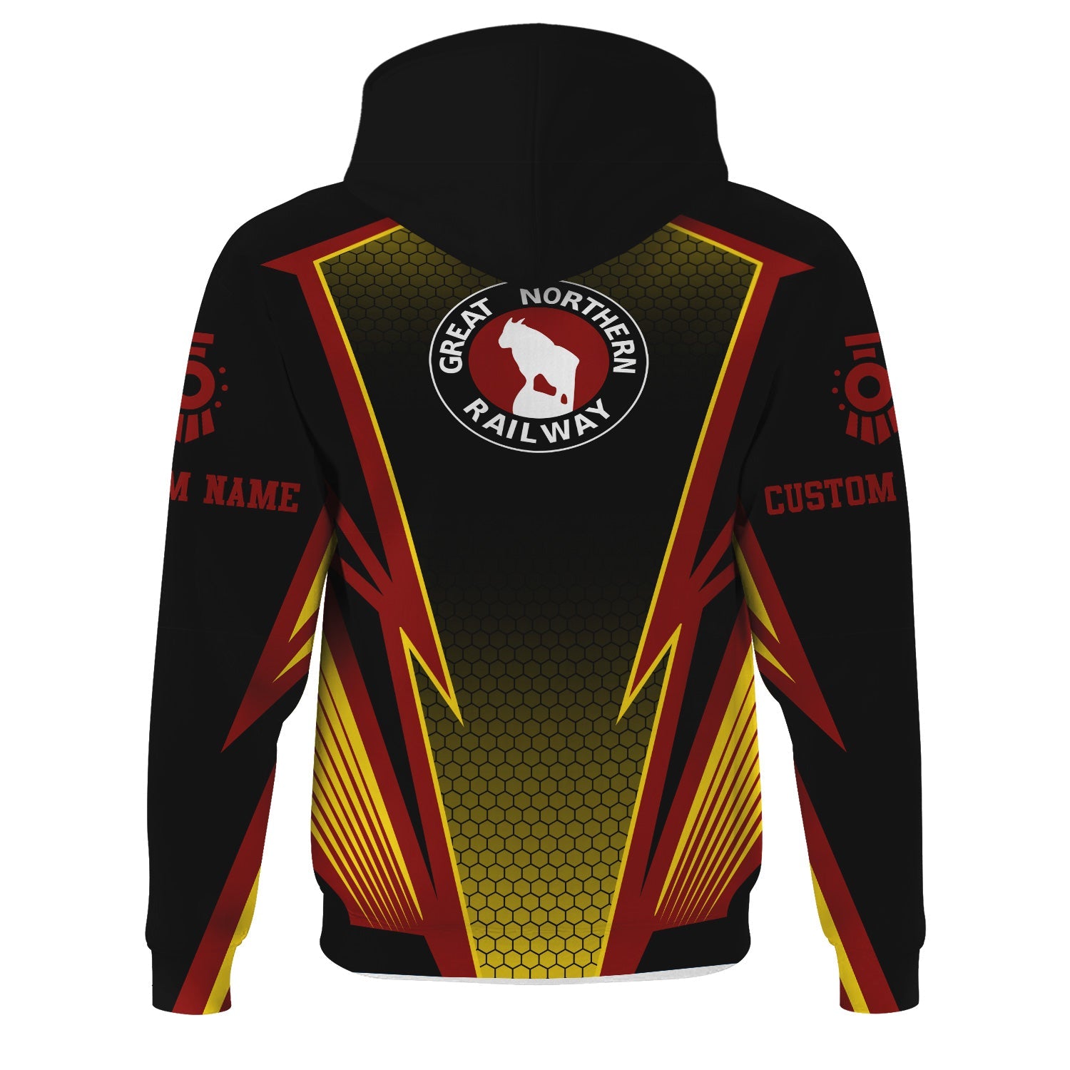 Railspirit Personalized Great Northern Railway Hoodie Lightning Graphic Style GNR Zip Up Hoodie Gift Idea For Train Lover