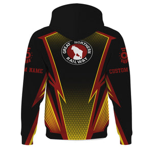 Railspirit Personalized Great Northern Railway Hoodie Lightning Graphic Style GNR Zip Up Hoodie Gift Idea For Train Lover