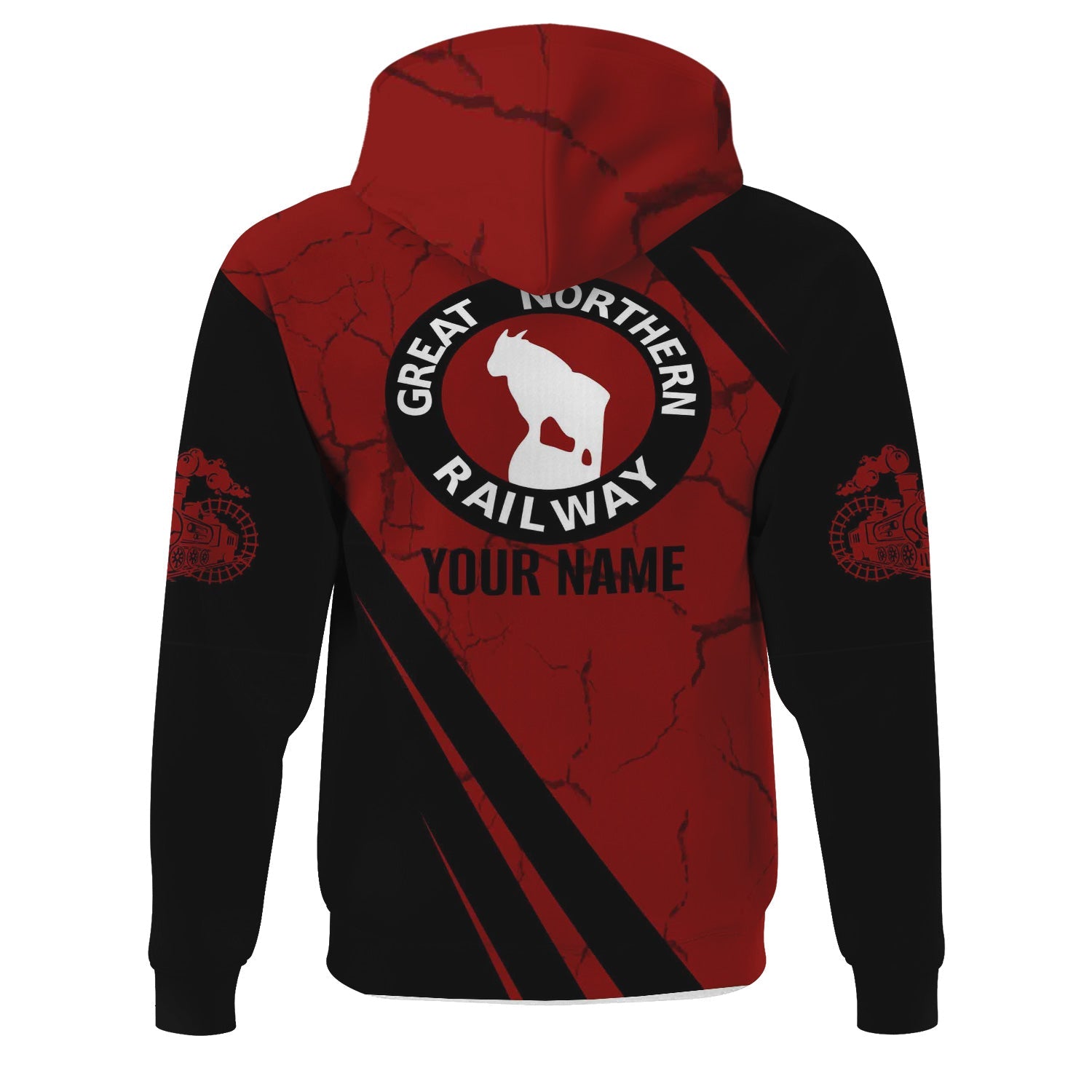 Railspirit Personalized Great Northern Railway Hoodie Crackle Texture Style GNR Train Zip Up Hoodie For Trackhead