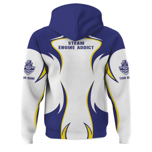 Railspirit Personalized Chicago, Burlington and Quincy Railroad Hoodie Distinctive Flame Style Zip Up Hoodie For Steam Engine Addict