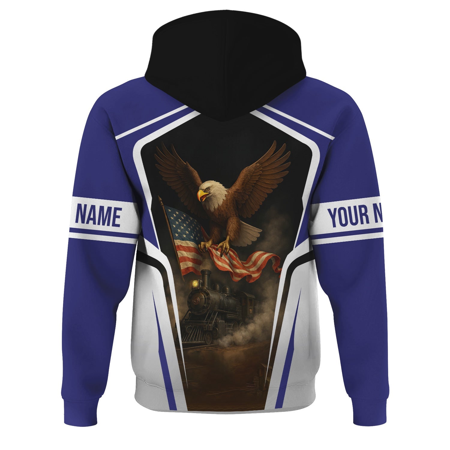 Railspirit Personalized Chicago, Burlington and Quincy Railroad Hoodie American Eagle Vintage Train Zip Up Hoodie