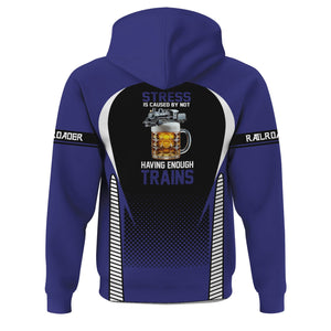 Railspirit Personalized Chicago, Burlington and Quincy Railroad Hoodie Stress Is Caused By Not Having Enough Trains  Zip Up Hoodie