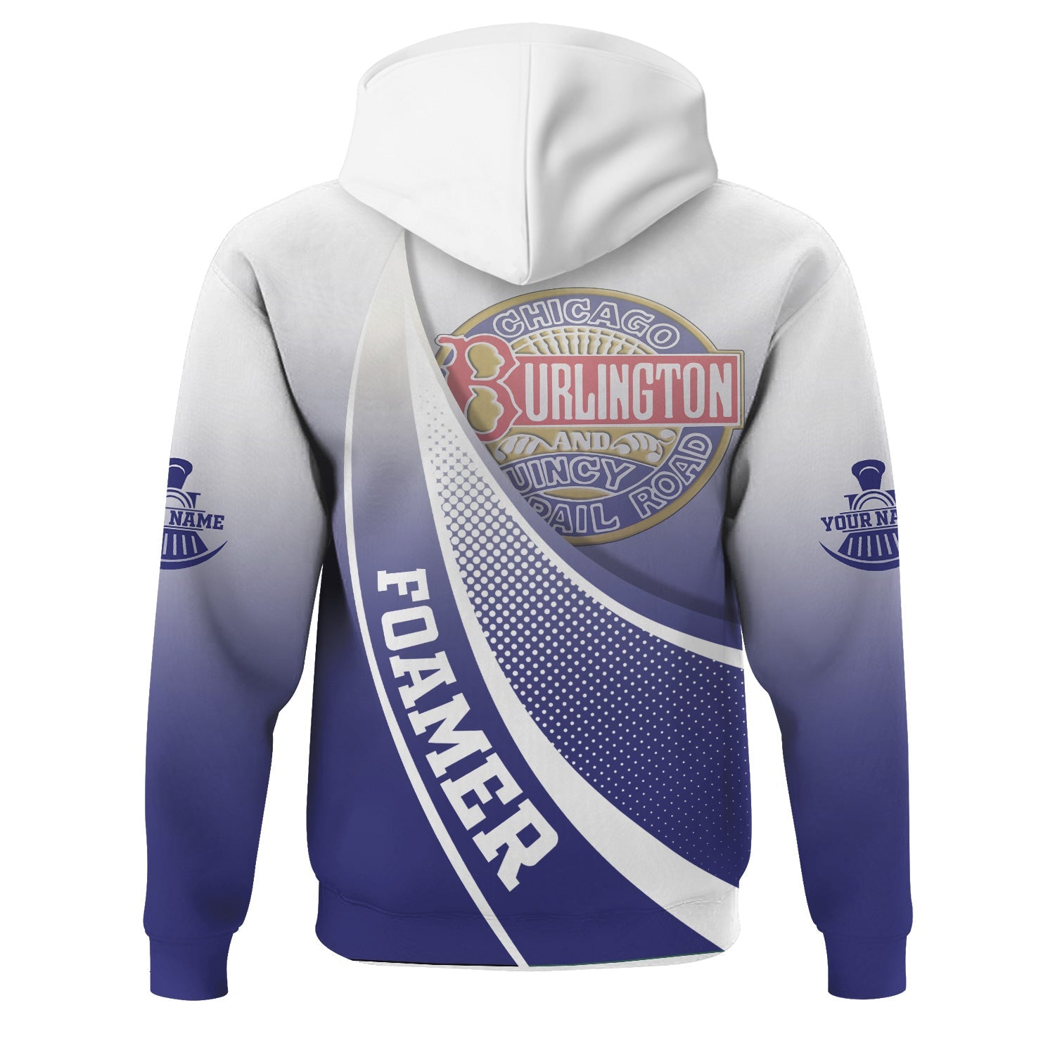 Railspirit Personalized Chicago, Burlington and Quincy Railroad Hoodie Railway-Themed Style Zip Up Hoodie Gift Idea For Trainspotter