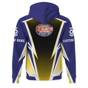 Railspirit Personalized Chicago, Burlington and Quincy Railroad Hoodie Lightning Graphic Style Zip Up Hoodie Gift Idea For Train Lover