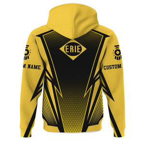 Railspirit Personalized Erie Railroad Hoodie Lightning Graphic Style Zip Up Hoodie Gift Idea For Train Lover