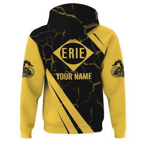 Railspirit Personalized Erie Railroad Hoodie Crackle Texture Style Train Zip Up Hoodie For Trackhead