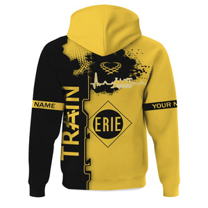 Railspirit Personalized Erie Railroad Hoodie Engine Heartbeat and Track Love Style Zip Up Hoodie Gift Idea For Train Lovers