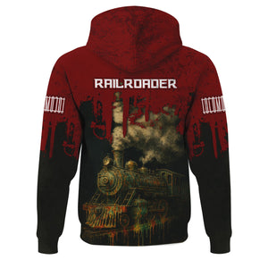 Railspirit Personalized Delaware, Lackawanna and Western Railroad Hoodie Vintage Train Art Style DL&W Zip Up Hoodie For Locomotive Fans