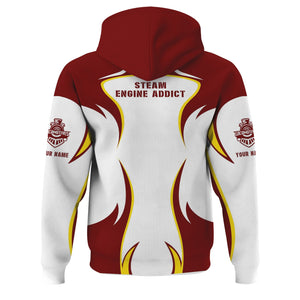 Railspirit Personalized Delaware, Lackawanna and Western Railroad Hoodie Distinctive Flame Style DL&W Zip Up Hoodie For Steam Engine Addict